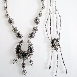 2 Necklaces Renaissance Goth Style Black